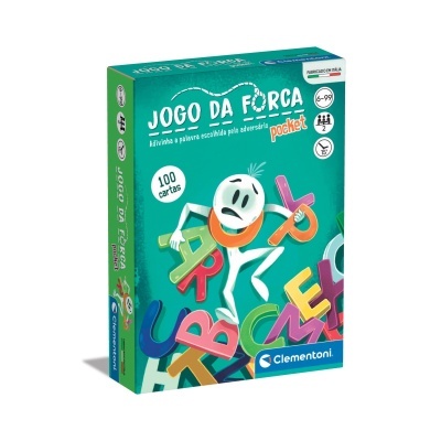 Caixa do jogo de cartas Jogo da Forca pocket da Clementoni com letras coloridas
