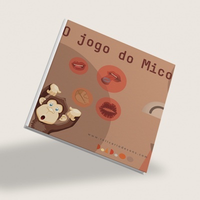 Capa do jogo de tabuleiro 'O jogo do Mico' com ilustração de macaco e ícones