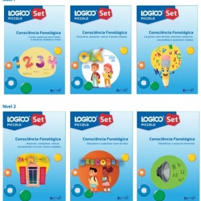 Capas de livros educacionais LOGICO PICCOLO Set com temas de Consciência Fonológica