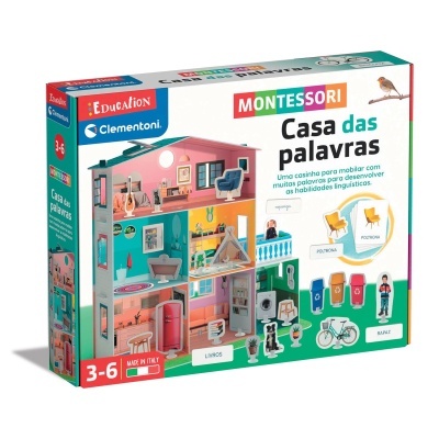 Caixa do brinquedo educativo Casa das palavras Montessori da Clementoni para crianças de 3 a 6 anos