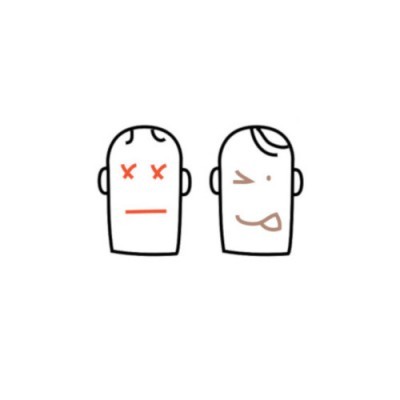 Dois desenhos minimalistas de rostos humanos em fundo branco