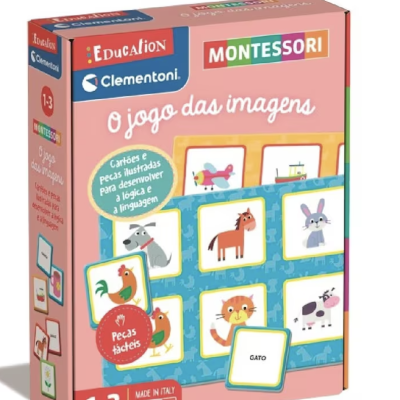 Caixa do jogo Montessori O jogo das imagens da Clementoni para crianças 1-3 anos.