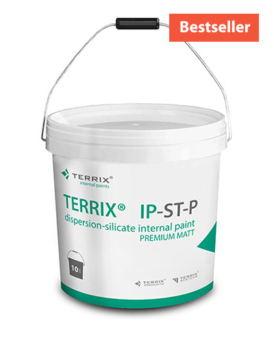 Terrix IP-ST-P — Tinta Interior Premium Anti-Bolor Balde branco de tinta interna TERRIX IP-ST-P com etiqueta Bestseller