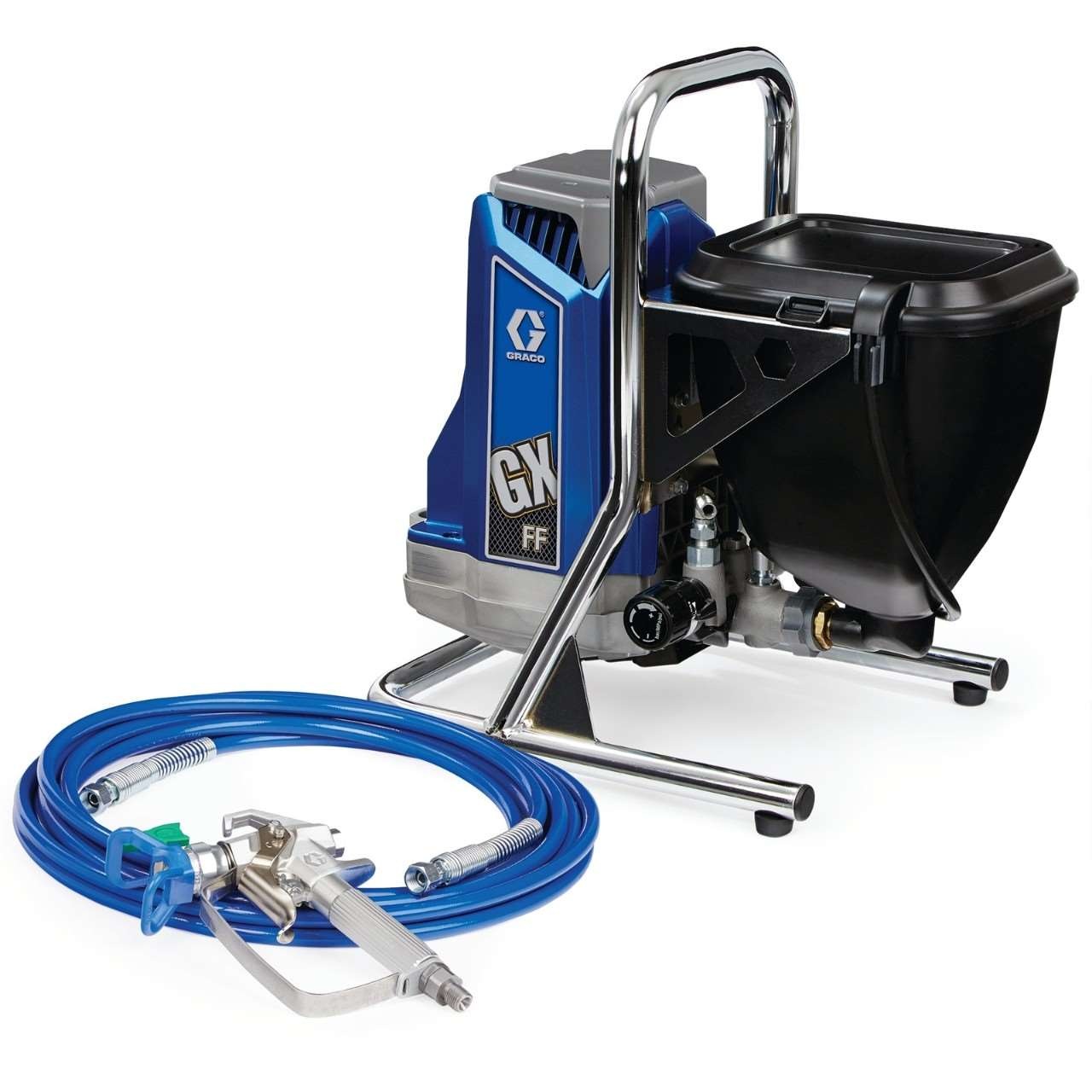 Graco GX FF 17G184 — Pulverizador Airless para Acabamentos Finos 230 V Máquina de pintura Graco GX FF com mangueira e pistola azul e metálica
