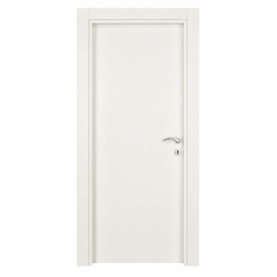 Porta interior branca com maçaneta prateada