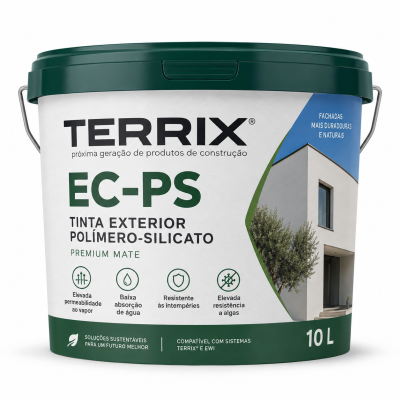 Recipiente de tinta exterior TERRIX EC-PS com rótulo e tampa verde