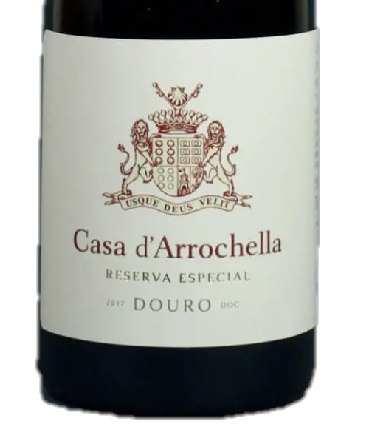 Casa d'Arrochella Reserva Especial Tinto 2020 Etiqueta de garrafa de vinho Casa d'Arrochella Reserva Especial 2017 Douro DOC em branco e marrom