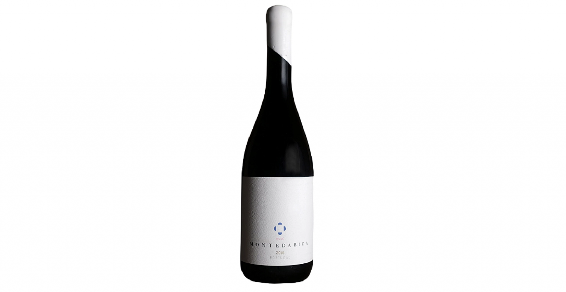 Monte da Bica - Rosé 2017 Garrafa de vinho preta com rótulo branco e texto NUVEBARICA