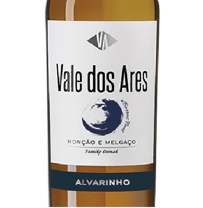 Vale dos Ares - Alvarinho - Borras Finas Garrafa de vinho branco Vale dos Ares com rótulo branco e azul