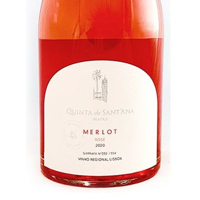 Quinta de Sant'Ana Rosé - Merlot 100% Magnum Garrafa de vinho rosé com rótulo branco e texto informativo
