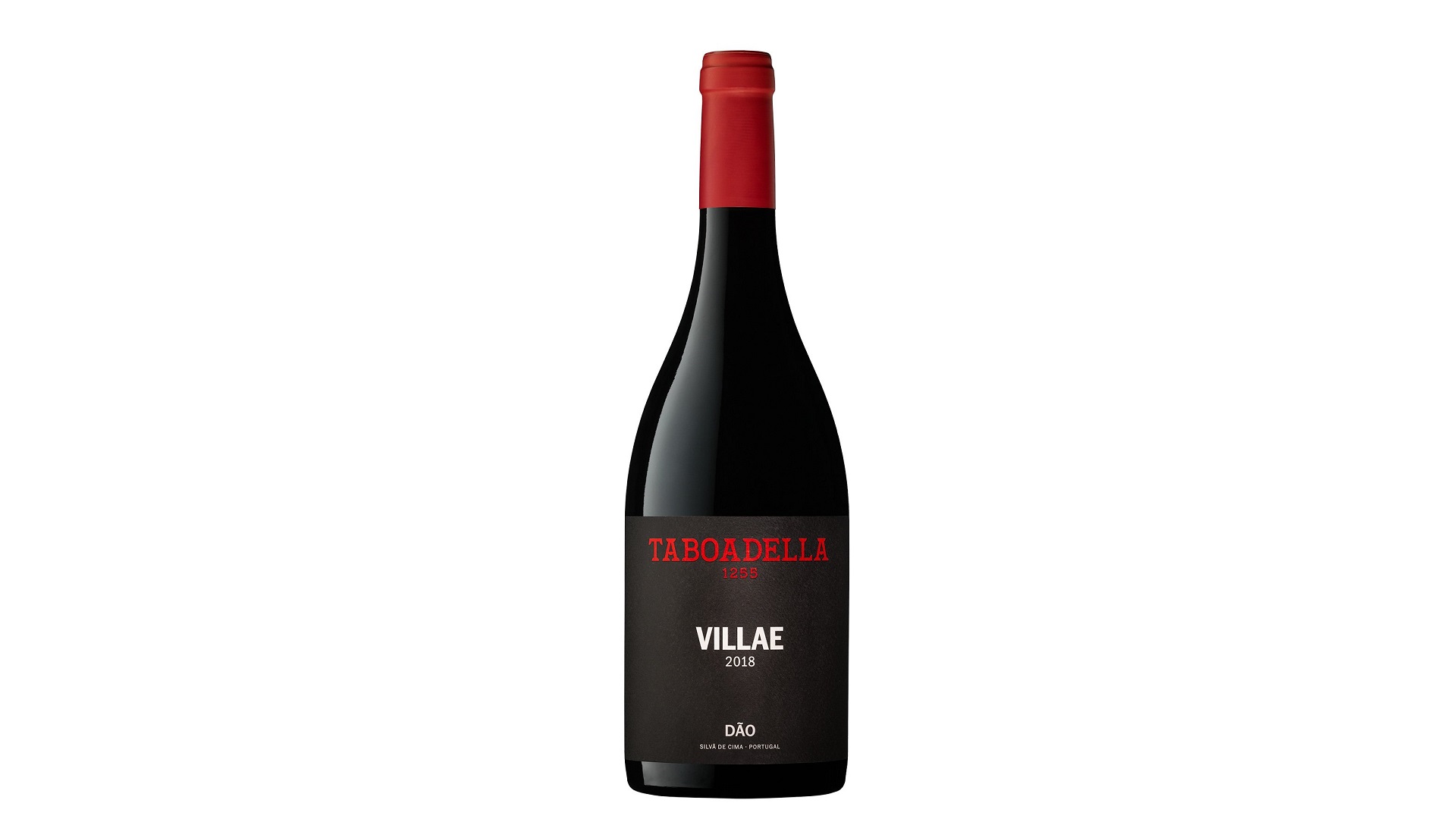 Taboadella Villae Tinto Garrafão de vinho tinto Taboadella Villae 2020 com rótulo preto e tampa vermelha