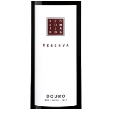 Pedro Milanos Tinto Reserva Rótulo de garrafa de vinho branco com texto PEDRINHA DOMINOS Reserva Douro 2019.