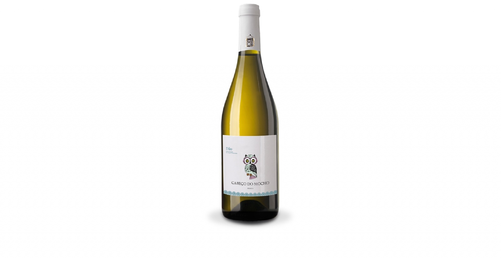 Quinta das Camélias - Cabeço de Mocho Branco Garrafa de vinho branco com rótulo branco e tampa branca