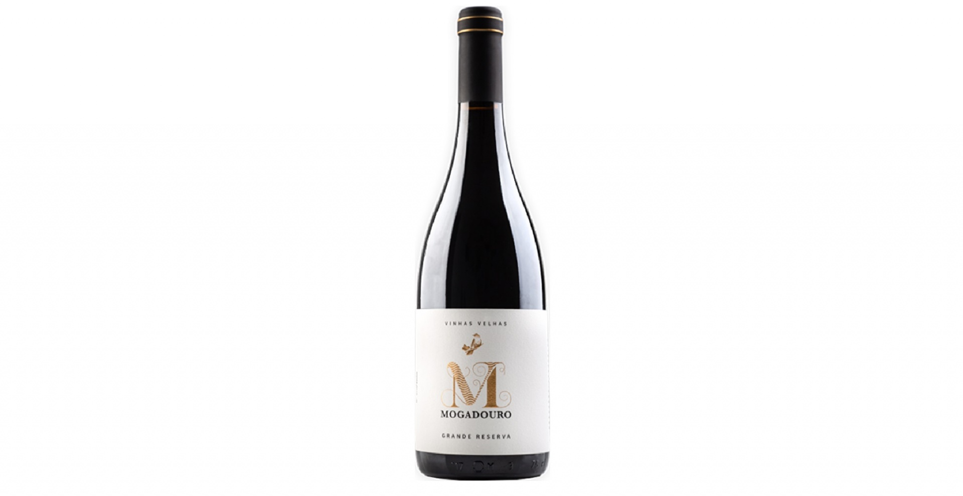 Vinhas Velhas Mogadouro - Grande Reserva 2015 Garrafa de vinho Meda Douro com rótulo branco e tampa preta