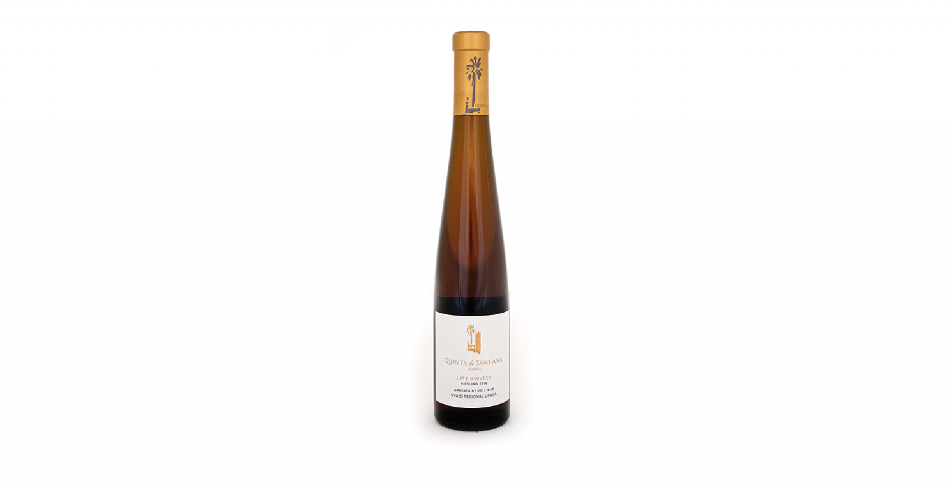 Quinta de Sant'Ana Late Harvest 2016 Garrafa de licor Tiger Hill com rótulo branco e rolha amarela