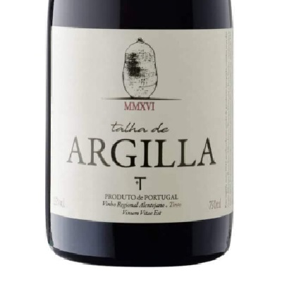 Talha de Argilla Tinto Rótulo de garrafa de vinho talha de ARGILLA com ilustração de ânfora e texto em branco e preto