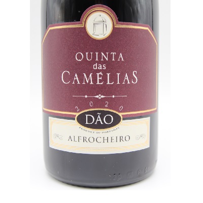 Quinta das Camélias - Alfrocheiro 2020 Garrafa de vinho tinto com rótulo bordô e branco com texto QUINTA das CAMÉLIAS 2020 DÃO ALFROCHEIRO