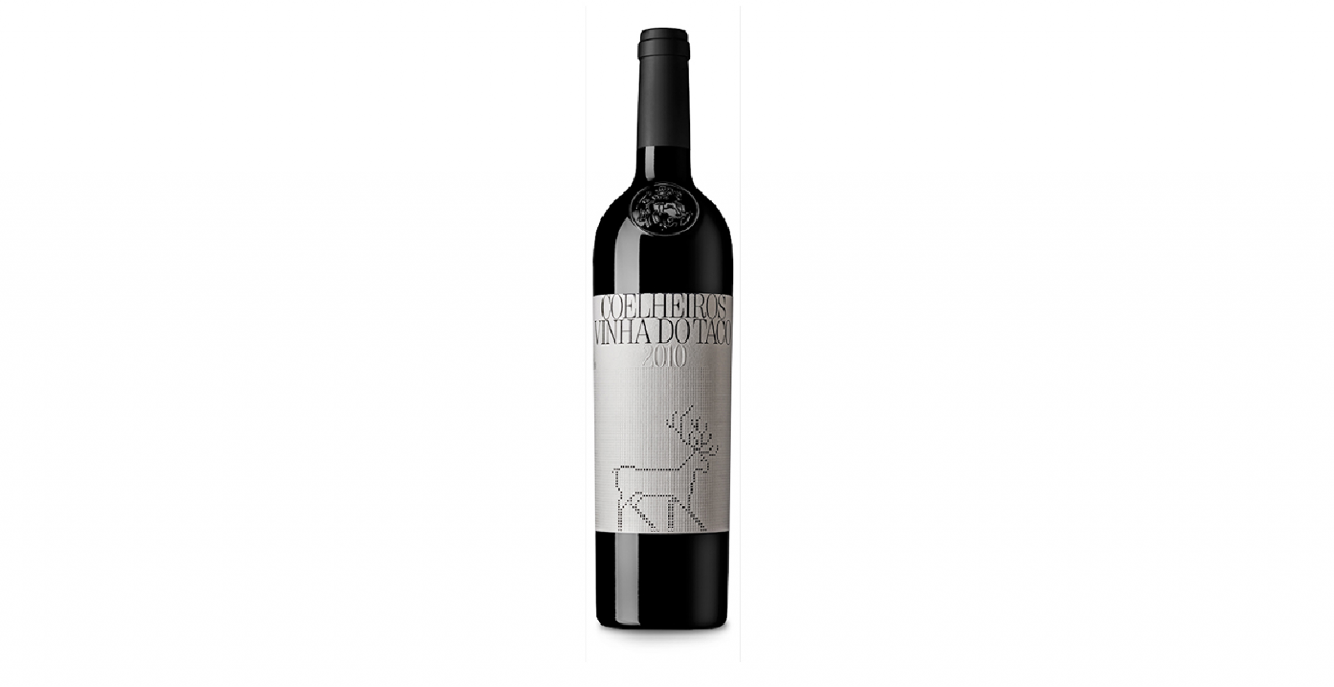 Coelheiros Vinha do Taco - 2010 Garrafa de vinho tinto com rótulo branco e texto 'QUINTA DO LOBO' com desenho de lobo