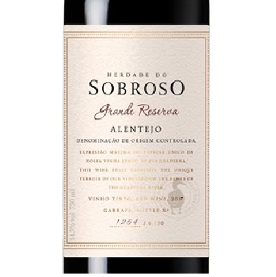 Herdade do Sobroso Grande Reserva - Tinto Rótulo de garrafa de vinho Herdade do Sobroso Grande Reserva Alentejo 2017