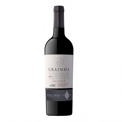 Garrafa de vinho tinto GRAINHA Reserva Single Vineyard com rótulo branco e preto
