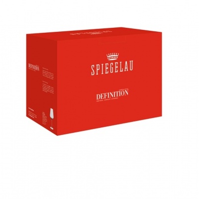 Caixa vermelha da marca SPIEGELAU com texto branco DEFINITION
