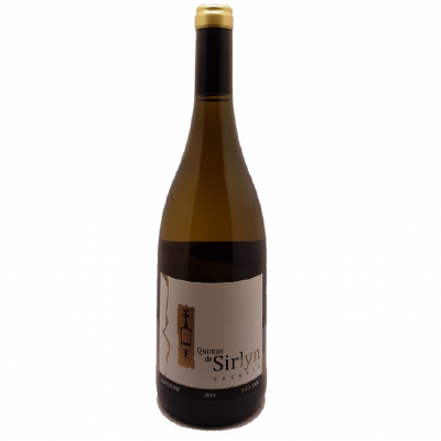 Garrafas de vinho branco Sirlyn com rótulo branco e castanho