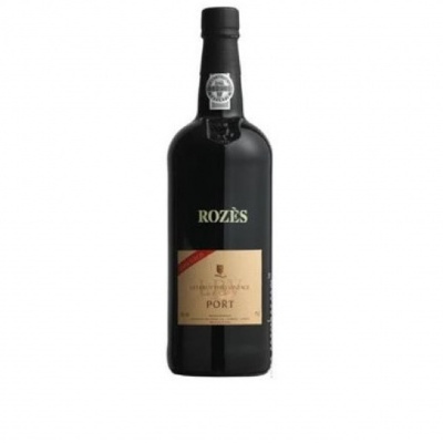 Garrafa de vinho do Porto Rozès com rótulo bege