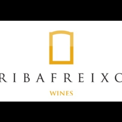 Logótipo da Riba Freixo Wines com símbolo amarelo e texto em preto e amarelo