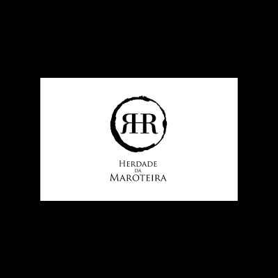 Logotipo da Herdade da Maroteira com letras RR dentro de um círculo preto