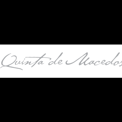 Logo Quinta de Macedos em texto cursivo cinza