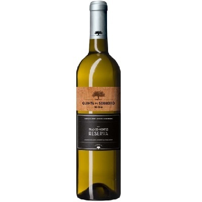 Garrafa de vinho branco Quinta do Sobredo Reserva com rótulos castanho e preto