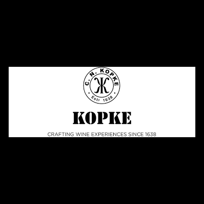 Logótipo da marca C.N. Kopke com o slogan sobre vinho.