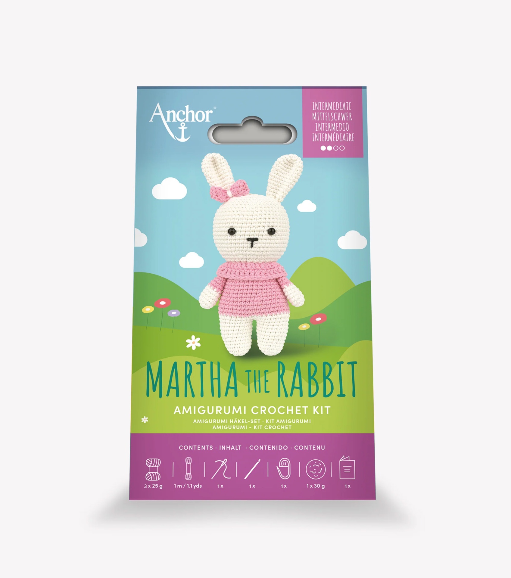 Kit de crochet Anchor Martha the Rabbit com coelho amigurumi