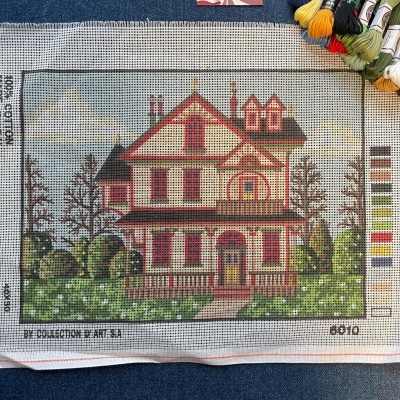 Kit&#x20;de&#x20;Bordado&#x20;Meio&#x20;Ponto&#x20;&quot;Casa&#x20;de&#x20;Madeira&quot;&#x20;-&#x20;Interm&#x00E9;dio