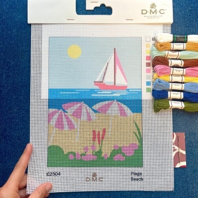 Kit&#x20;de&#x20;Bordado&#x20;Meio&#x20;Ponto&#x20;&quot;Praia&quot;&#x20;-&#x20;F&#x00E1;cil
