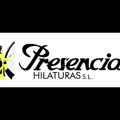 Logótipo da Presencia Hilaturas S.L. com figura estilizada de mulher a trabalhar com tear