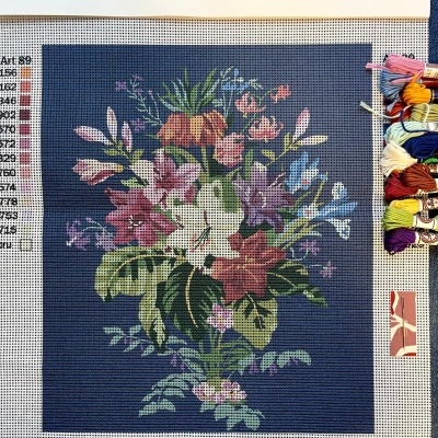 Kit&#x20;de&#x20;Bordado&#x20;Meio&#x20;Ponto&#x20;&quot;Bouquet&quot;&#x20;-&#x20;Avan&#x00E7;ado