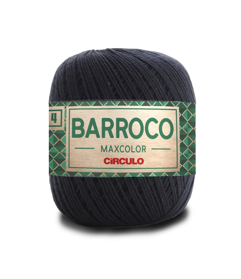 Novelo de linha preta com etiqueta verde e bege da marca CÍRCULO