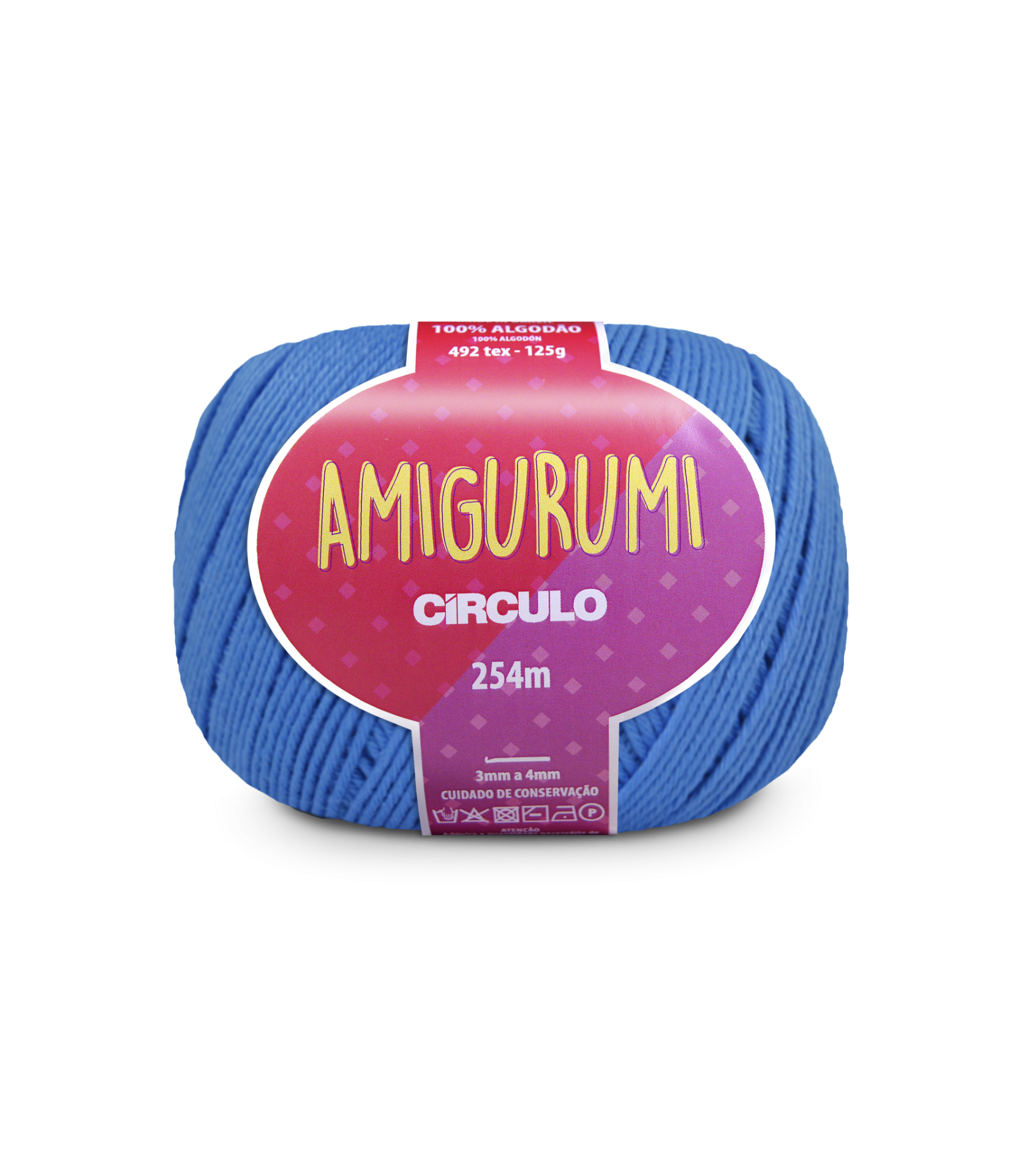 Novelo de fio azul 100% algodão da marca Círculo para amigurumi