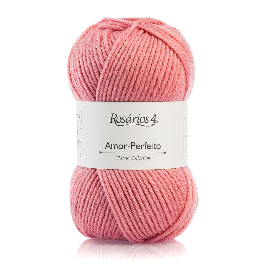 Novelo de lã cor de rosa Rosários 4 Amor-Perfeito
