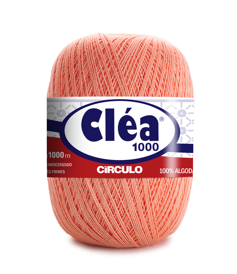 Novelo de linha de algodão coral Cléa 1000 da Círculo com etiqueta distintiva