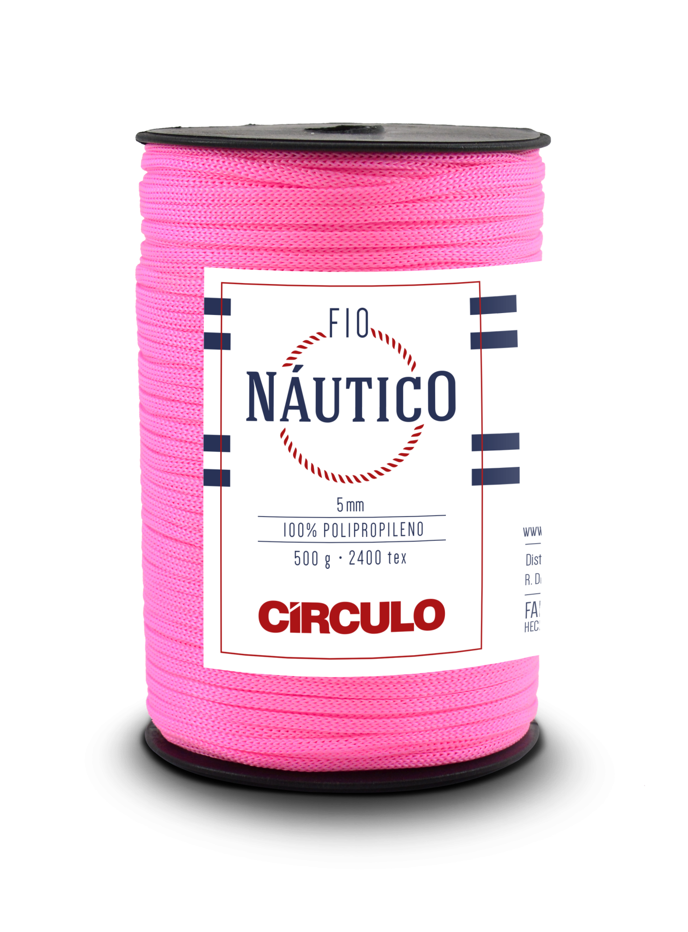 Carretel de fio náutico cor-de-rosa com etiqueta branca da marca CÍRCULO