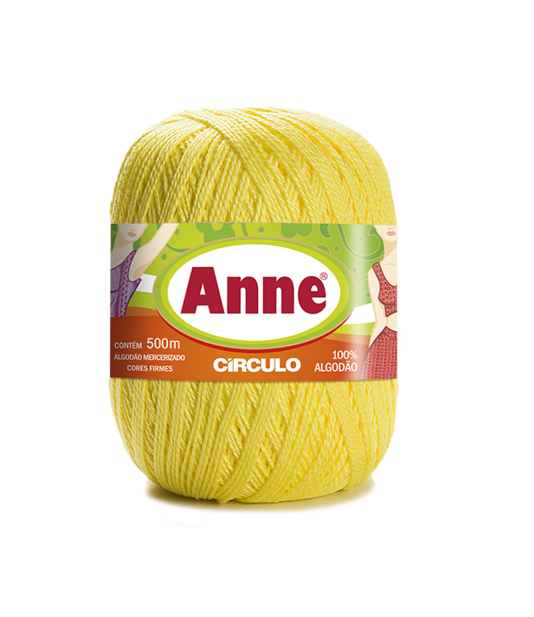 Novelo de linha amarelo Anne Círculo 500m algodão