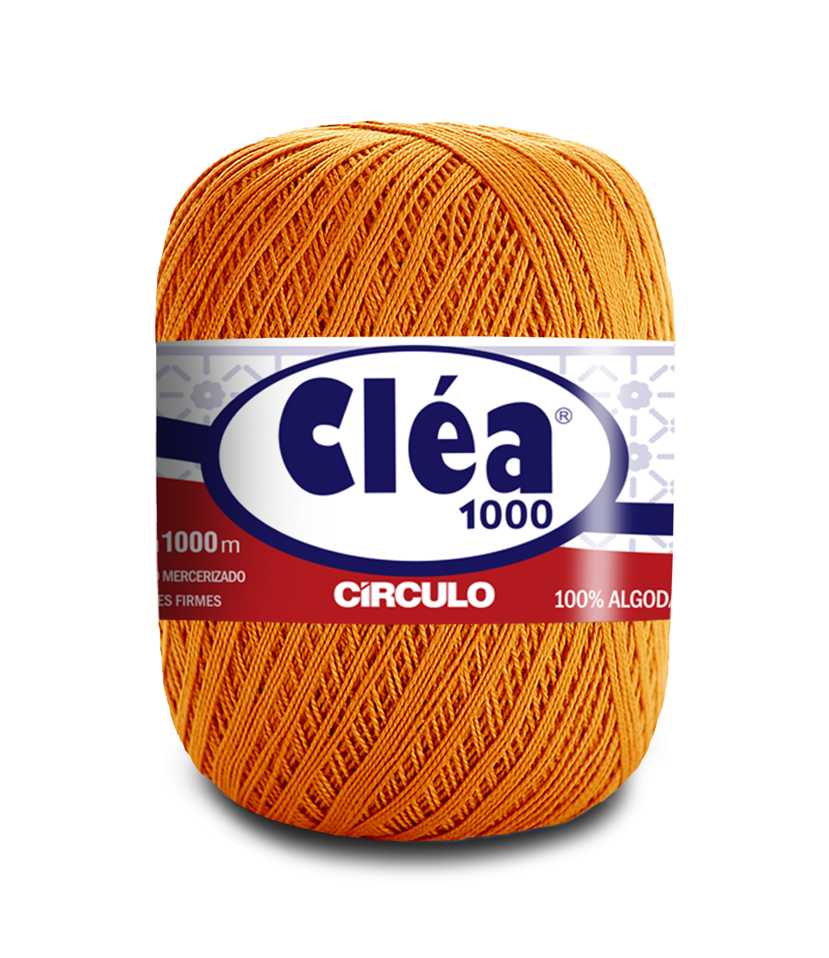 Novelo de linha laranja Cléa 1000 da Circulo com etiqueta colorida.