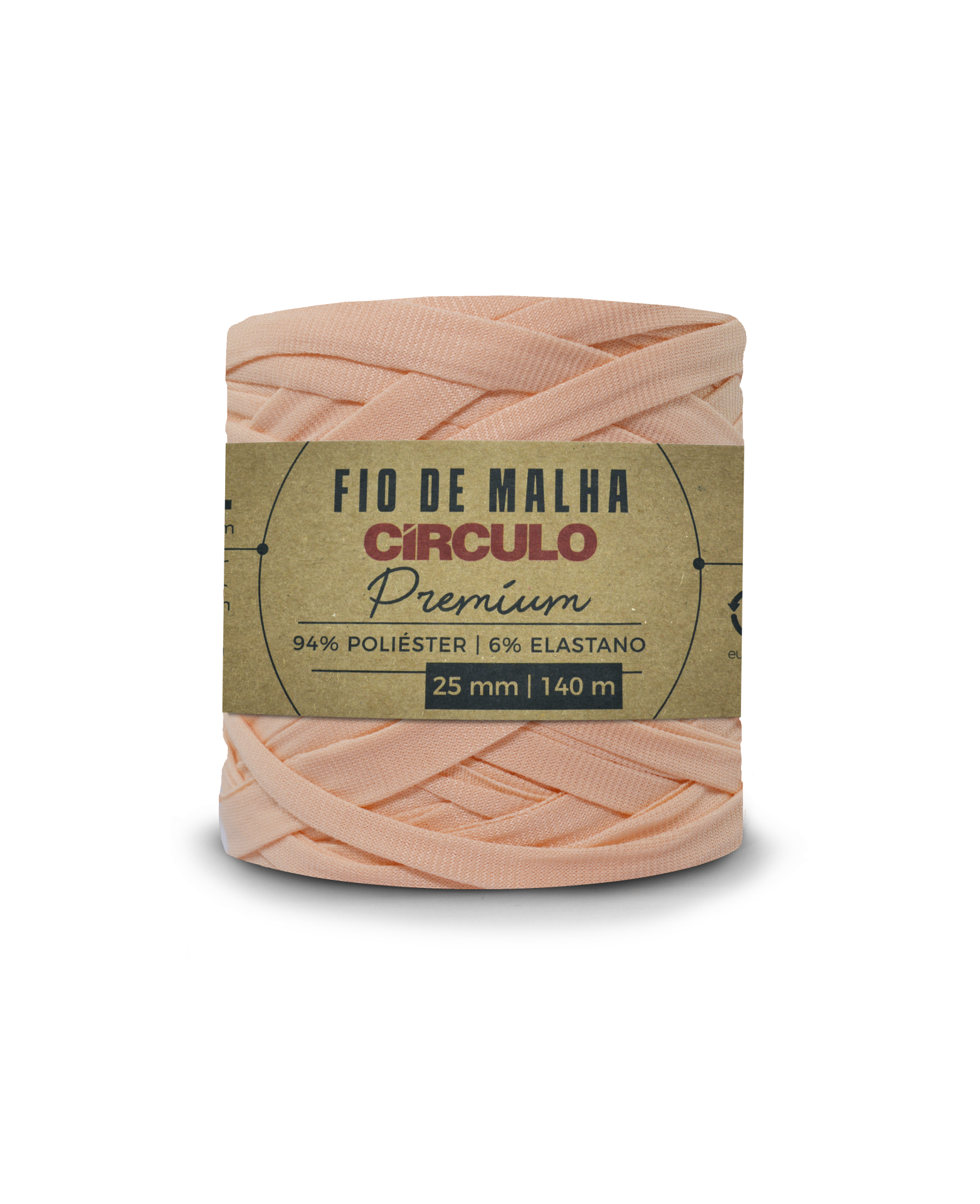 Bobina de fio de malha cor salmão claro com etiqueta de papel castanho da Círculo Premium