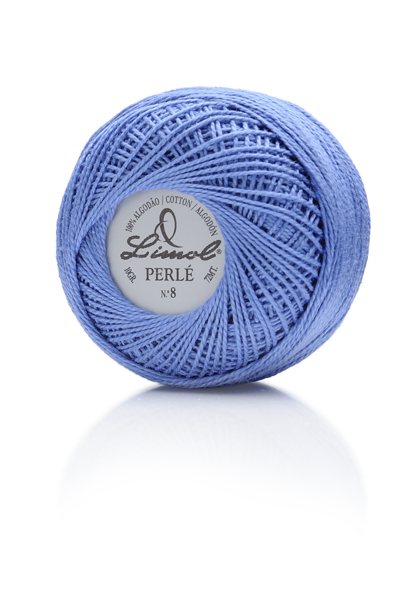Novelo de fio azul claro Limol Perlé algodão 100%