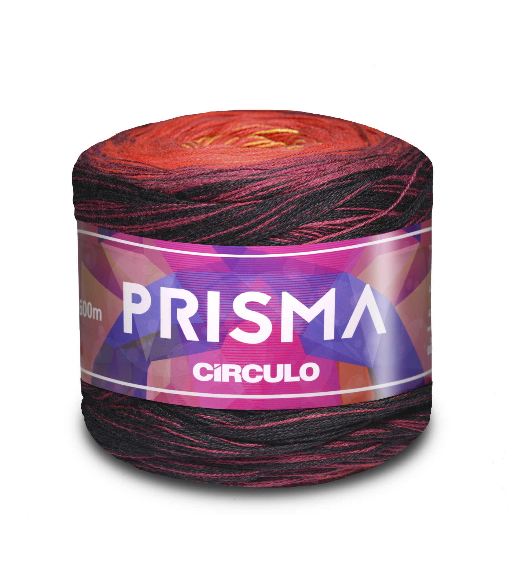 Novelo de lã multicolorido PRISMA CÍRCULO com etiqueta colorida
