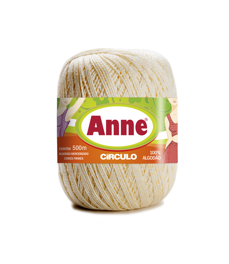 Novelo de linha de algodão creme Anne Círculo 500m