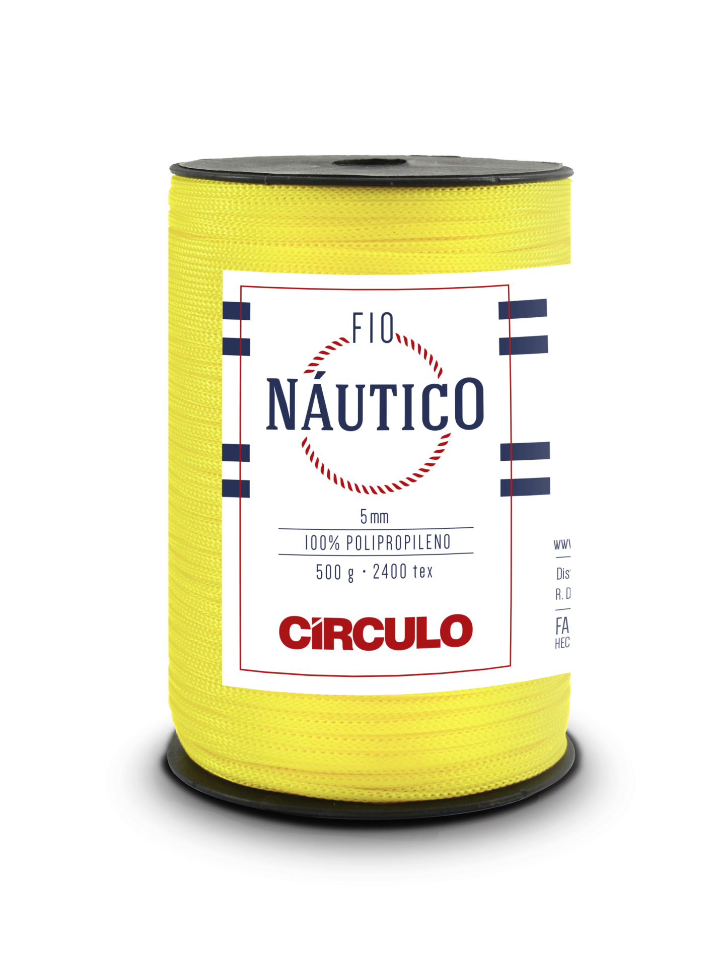 Carretel de fio náutico amarelo com etiqueta da marca CÍRCULO
