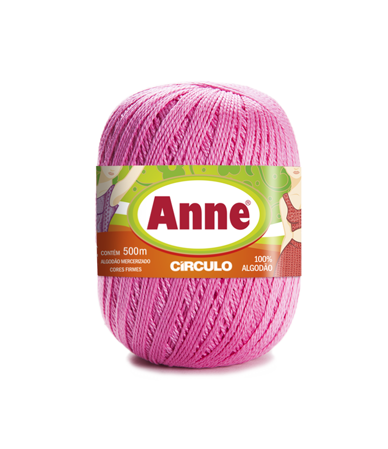 Novelo de fio cor-de-rosa Anne 100% algodão 500m